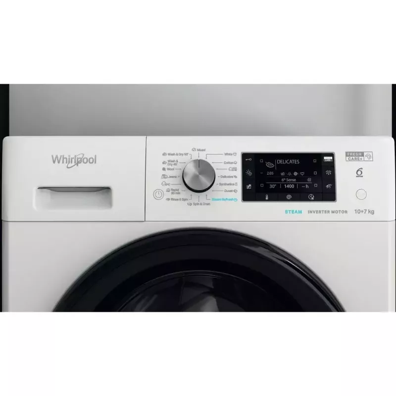 Whirlpool FFWDD1076258B pralko-suszarka Wolnostojący Ładowanie od przodu Biały