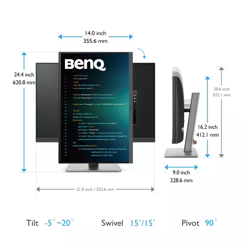 Monitor komputerowy BenQ RD240Q 61,2 cm (24,1 cala) 2560 x 1600 pikseli WQXGA LCD czarny
