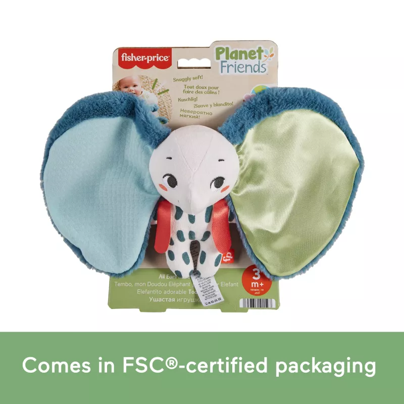 Maskotka MATTEL Fisher-Price Planet Friends Giant Ear Elephant HKD63, pluszowy towarzysz słoń