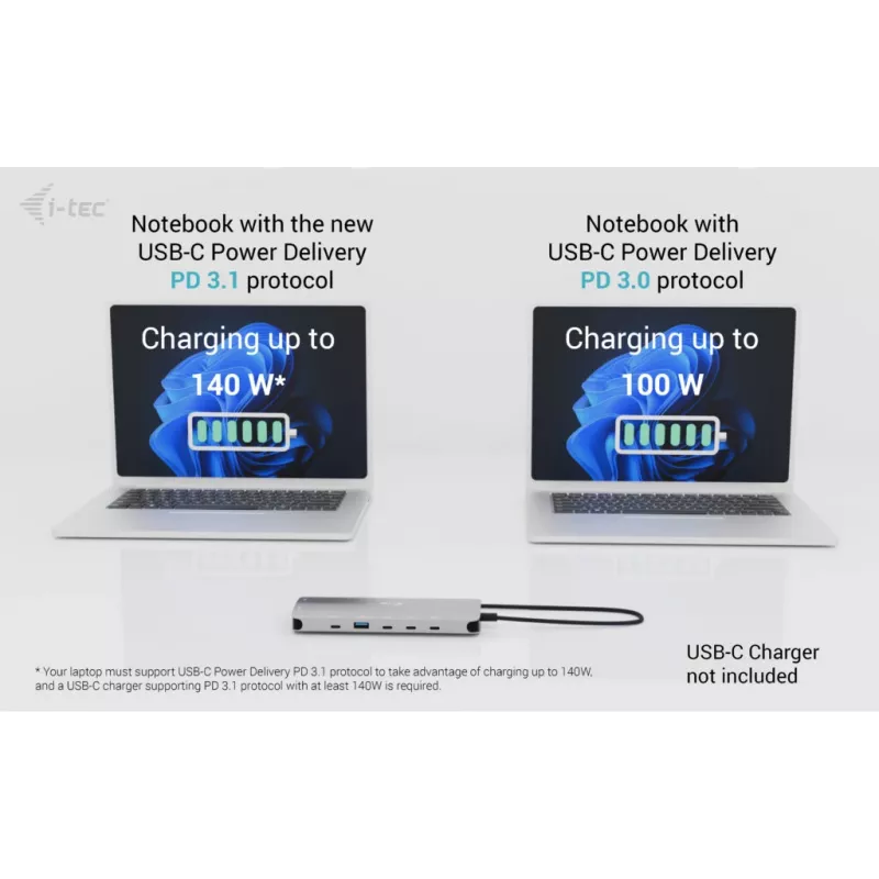 Metalowa stacja dokująca i-tec Metal USB-C Nano 3x Display Dock, 2x HDMI 1x USB-C wideo + Power Delivery 140 W