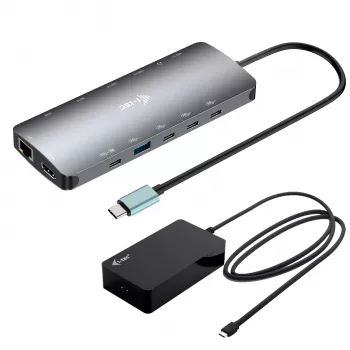 i-tec Metal USB-C Nano 3x Display Dock, 2x HDMI 1x USB-C video z Power Delivery 140W + ładowarka uniwersalna 140 W