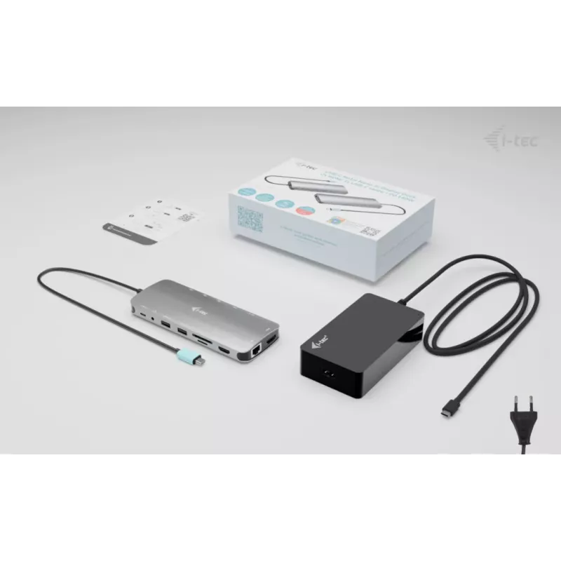 i-tec Metal USB-C Nano 3x Display Dock, 2x HDMI 1x USB-C video z Power Delivery 140W + ładowarka uniwersalna 140 W