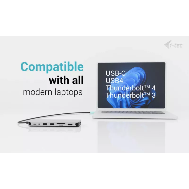 i-tec Metal USB-C Nano 3x Display Dock, 2x HDMI 1x USB-C video z Power Delivery 140W + ładowarka uniwersalna 140 W