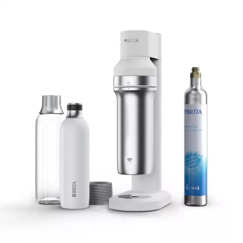 Soda maker BRITA Carbonator 1046730 biały — kompaktowy saturator nablatowy z 2 butelkami (231×126×443 mm)