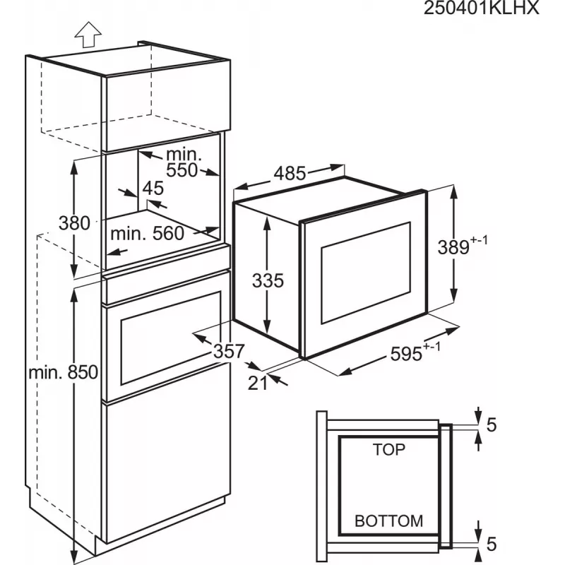 Kuchenka mikrofalowa solo Electrolux LMS2203EMX — 700 W, 20 L, stal nierdzewna/czarny, do zabudowy (56×35×38 cm)