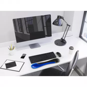 Kensington cienki Duo Gel klawiatura Wrist Rest - niebieski, niebieski, Gel, Thermoplastic polyurethane (TPU), China, MIL-STD-810H Method 504.3 Contamination by Fluids, 490 mm, 95 mm