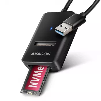 Obudowa SSD AXAGON ADM2-AM USB-A 10Gbps dla pojedynczego dysku M.2 NVMe/SATA, kabel 10 cm, czarna