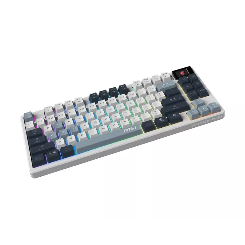Mechaniczna klawiatura gamingowa bez klawiatury numerycznej MSI FORGE GK600 TKL Wireless USB + Bluetooth QWERTY UK English RGB niebieska/biała