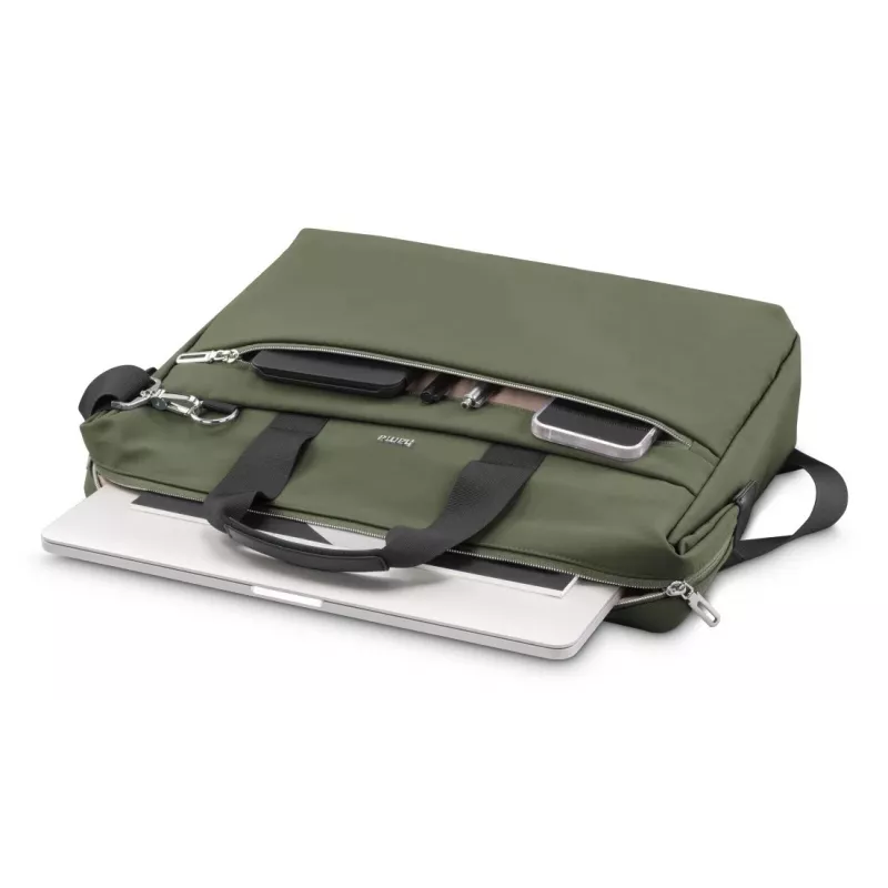Torba na laptop HAMA ultimate 227063 — zielona, mieści laptopy do 15,6 cala, wyściełana komora, przednia kieszeń, pasek na ramię