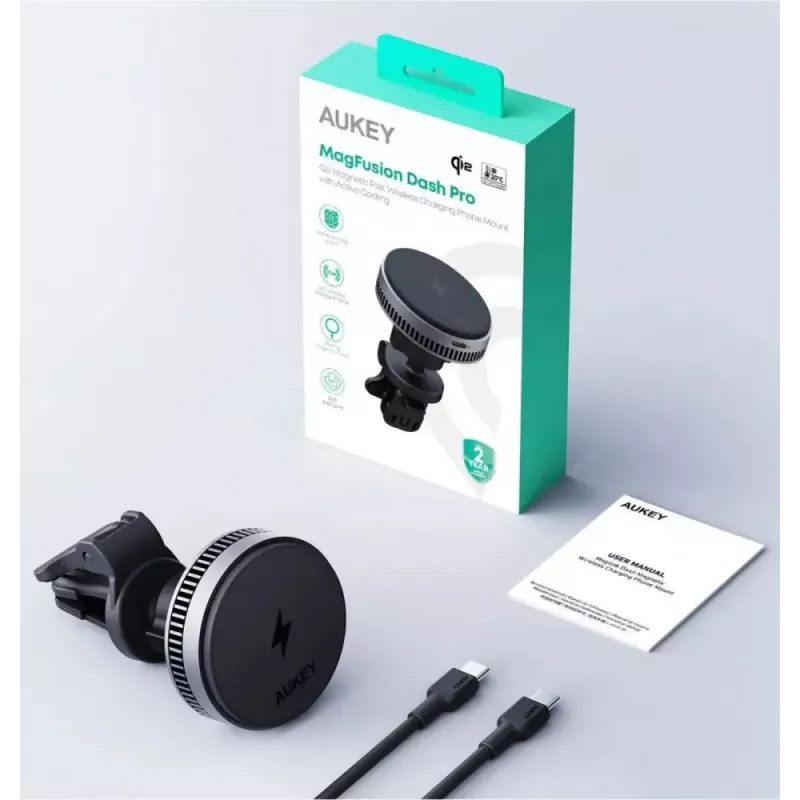Uchwyt samochodowy Aukey Wireless Charging Mount HD-MC13A kompatybilny z MagSafe, do kratki nawiewu, do iPhone'a, ładowanie bezprzewodowe 15 W