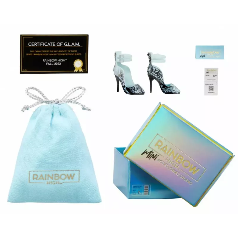Opakowanie ekspozycyjne Mga Accessories Rainbow High Shoes, 27 sztuk — różnorodne akcesoria do butów dla lalek