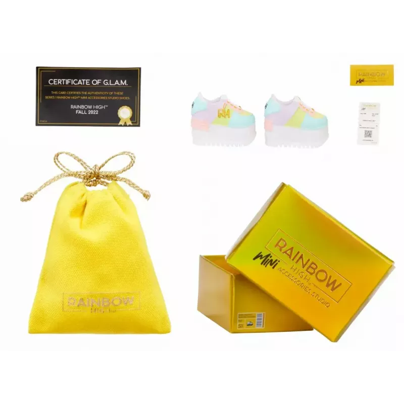 Opakowanie ekspozycyjne Mga Accessories Rainbow High Shoes, 27 sztuk — różnorodne akcesoria do butów dla lalek
