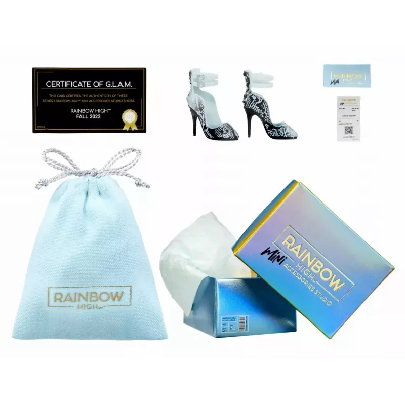 Opakowanie ekspozycyjne Mga Accessories Rainbow High Shoes, 27 sztuk — różnorodne akcesoria do butów dla lalek