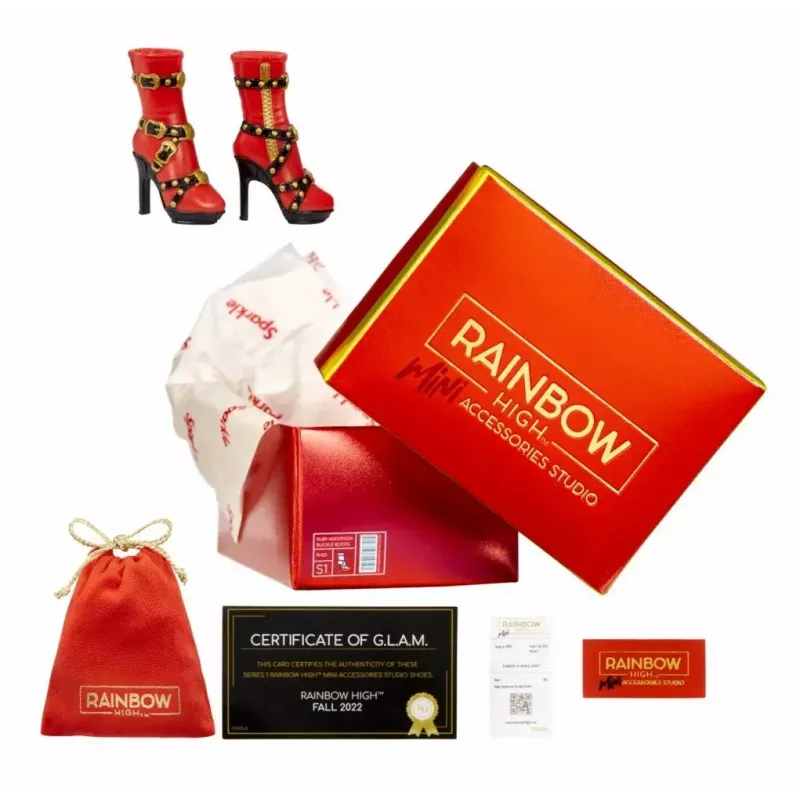 Opakowanie ekspozycyjne Mga Accessories Rainbow High Shoes, 27 sztuk — różnorodne akcesoria do butów dla lalek