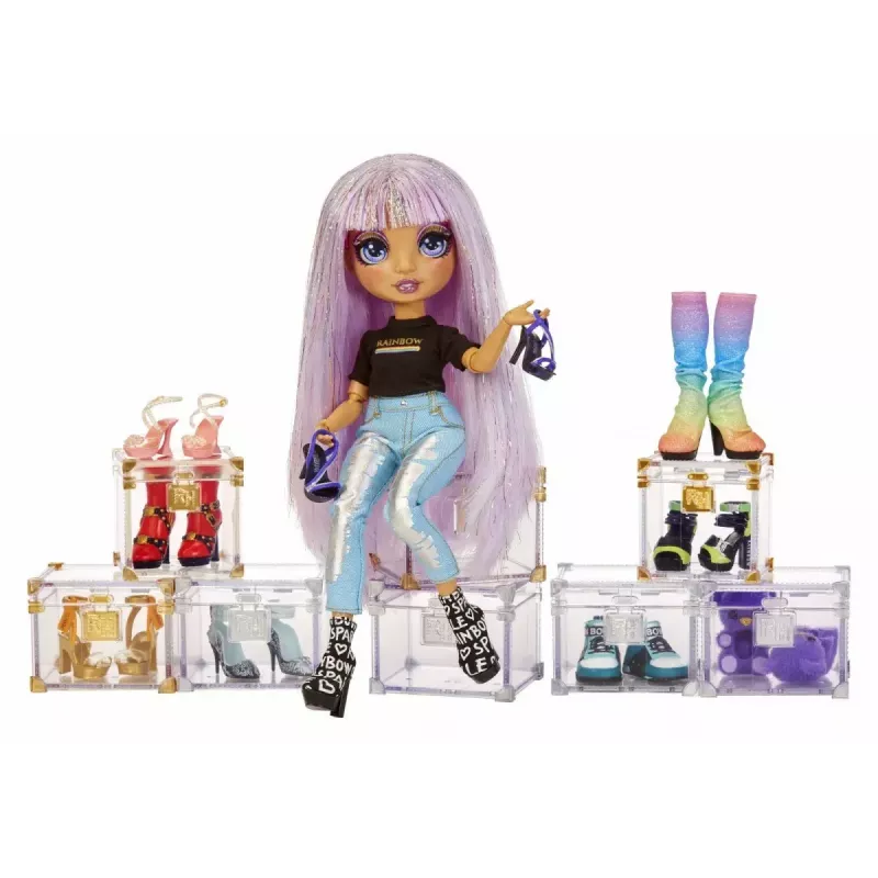 Opakowanie ekspozycyjne Mga Accessories Rainbow High Shoes, 27 sztuk — różnorodne akcesoria do butów dla lalek