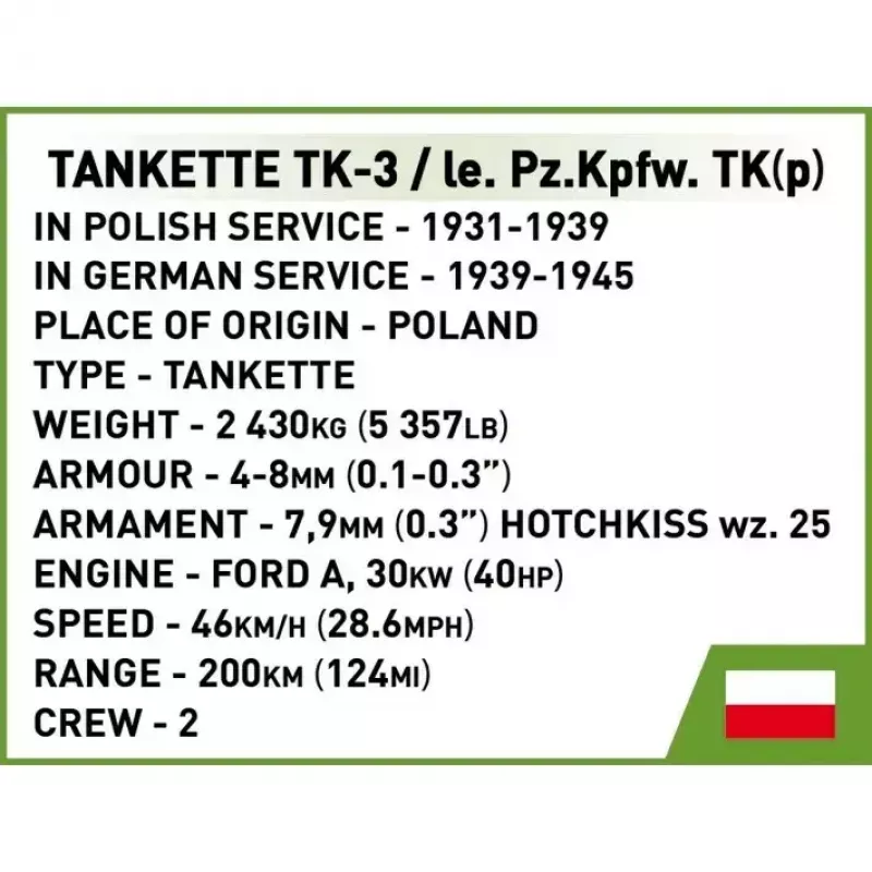 Zestaw konstrukcyjny Cobi Blocks Tankette TK-3 — 323 elementy