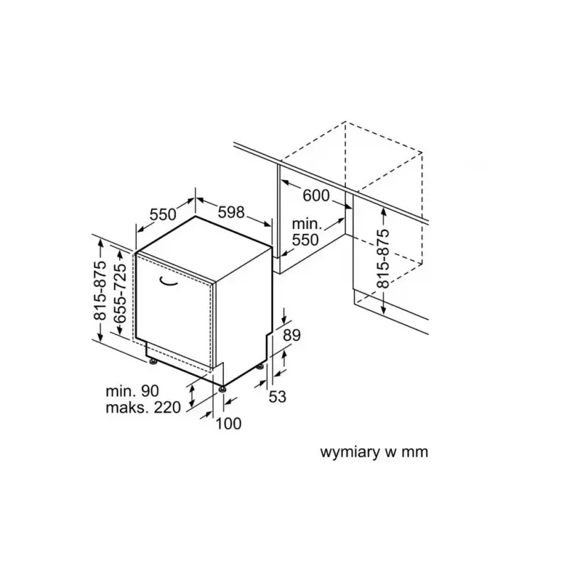 Zmywarka do zabudowy Bosch SMD6ECX12E, 12 kompletów, 44 dB