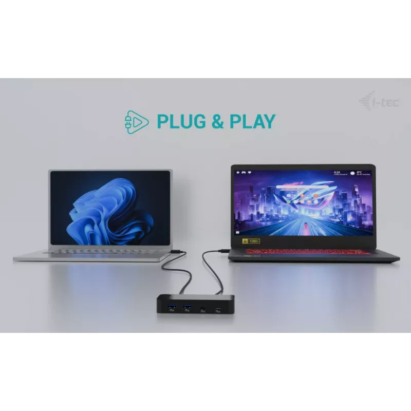 i-tec Universal KVM HUB 2x USB-C 2x USB-A 3.0 5000 Mbit/s Czarny