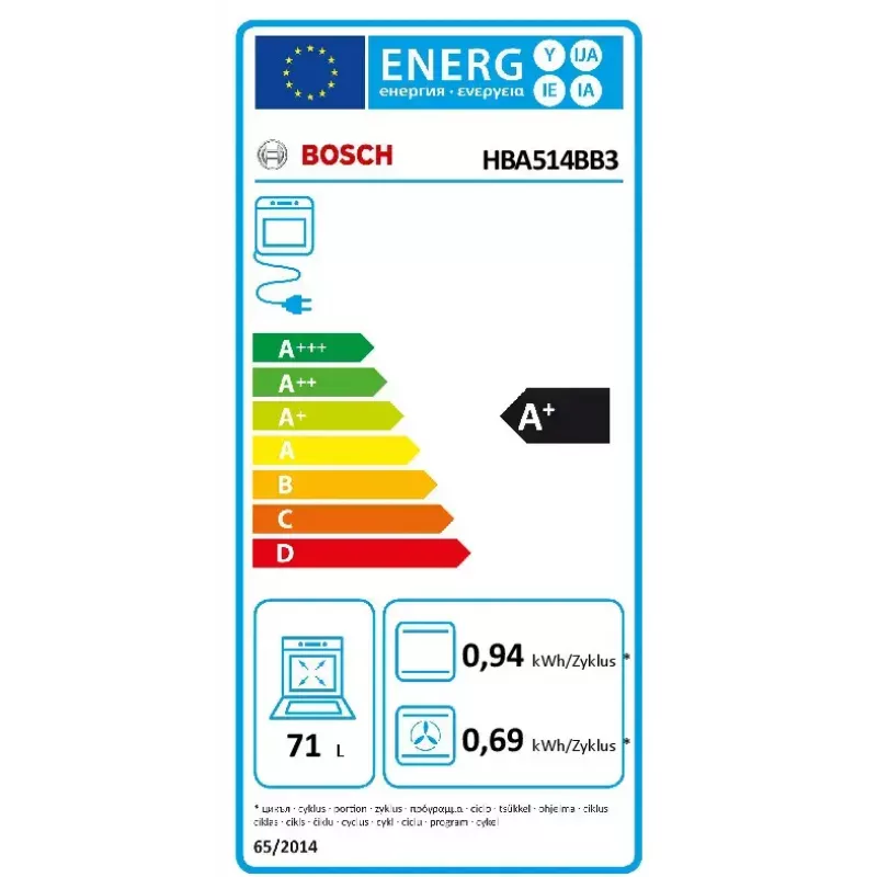 Bosch Seria 4 Piekarnik elektryczny do zabudowy HBA514BB3 — 71 L, czyszczenie hydrolityczne, sterowanie dotykowe, A+
