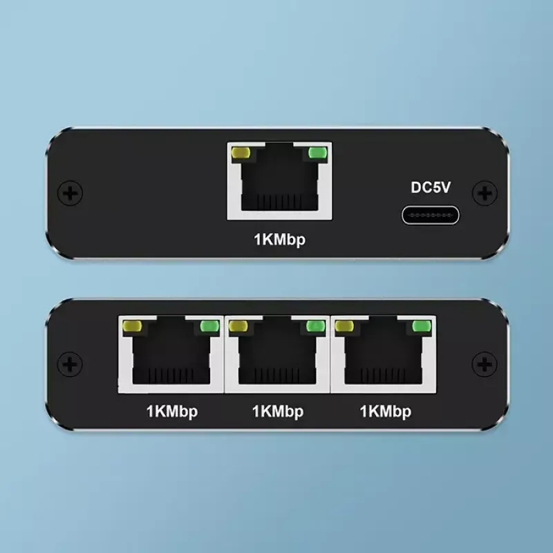 Rozdzielacz Ethernet QOLTEC 52294 1x3 RJ45 z zasilaniem przez USB-C