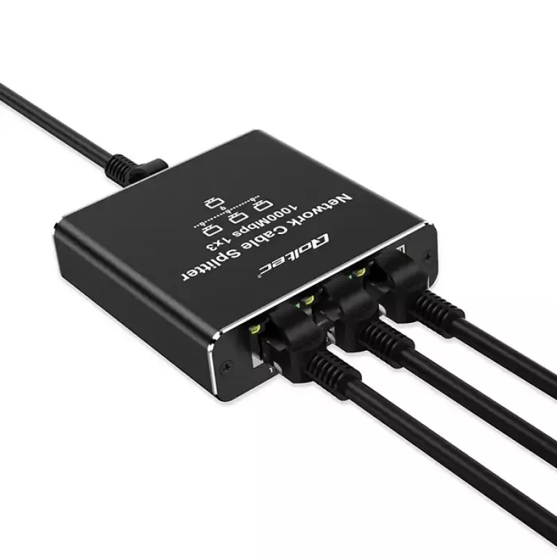 Rozdzielacz Ethernet QOLTEC 52294 1x3 RJ45 z zasilaniem przez USB-C