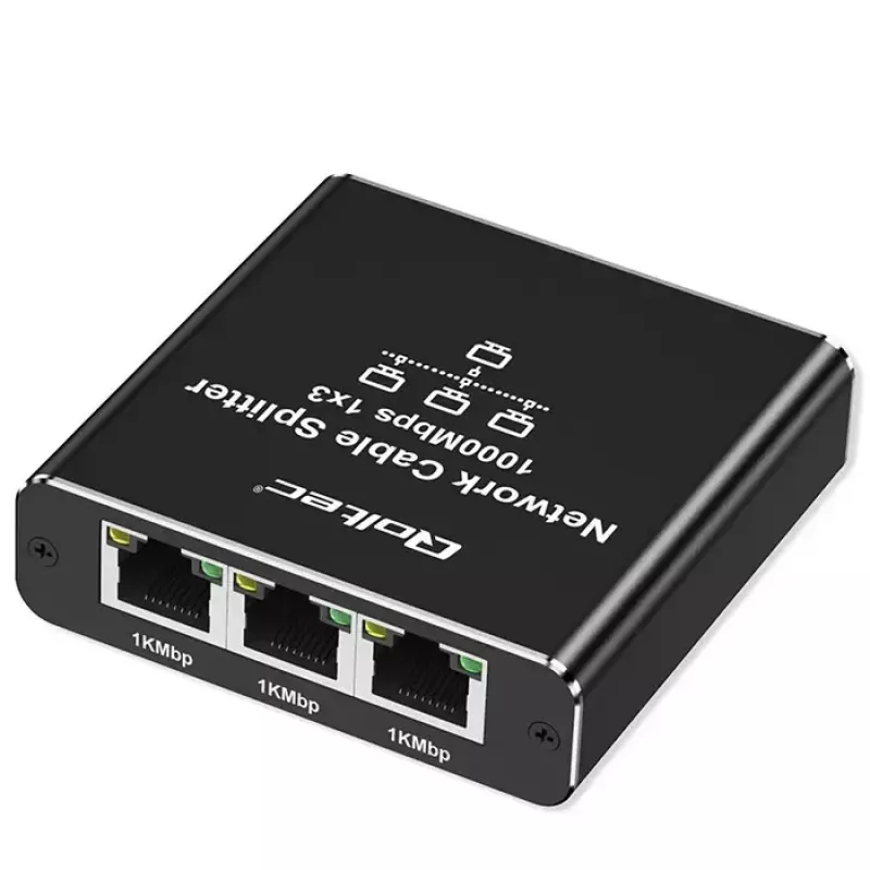 Rozdzielacz Ethernet QOLTEC 52294 1x3 RJ45 z zasilaniem przez USB-C