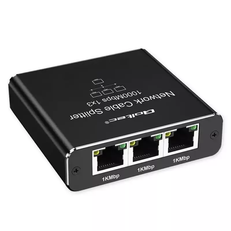 Rozdzielacz Ethernet QOLTEC 52294 1x3 RJ45 z zasilaniem przez USB-C