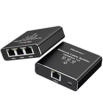 Rozdzielacz Ethernet QOLTEC 52294 1x3 RJ45 z zasilaniem przez USB-C