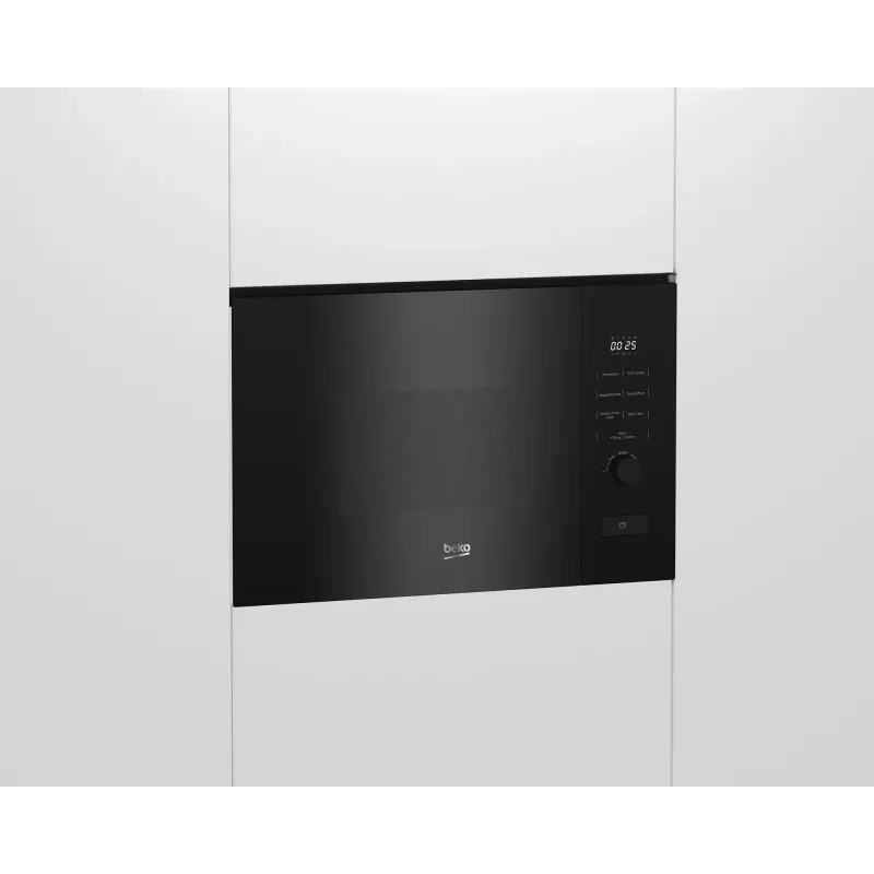 Kuchenka mikrofalowa do zabudowy BEKO BMGB20212B, grill, 800 W, 20 L, pokrętła i przyciski, talerz obrotowy 24,5 cm, czarna