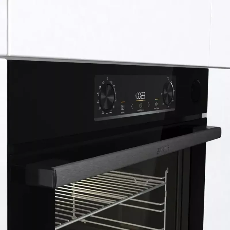 Piekarnik elektryczny do zabudowy Gorenje BSA6737E15BG — 77 l, czarny, zegar cyfrowy, konwekcja, grill, funkcja pizzy