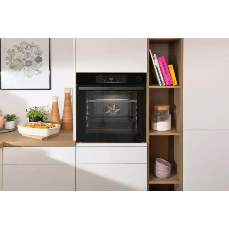 Piekarnik elektryczny do zabudowy Gorenje BSA6737E15BG — 77 l, czarny, zegar cyfrowy, konwekcja, grill, funkcja pizzy