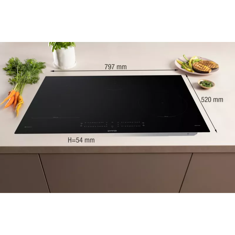 Płyta indukcyjna Gorenje GI8432BSCWF, czarna, do zabudowy, 60 cm, strefowa płyta indukcyjna, szkło-ceramika, 4 strefy