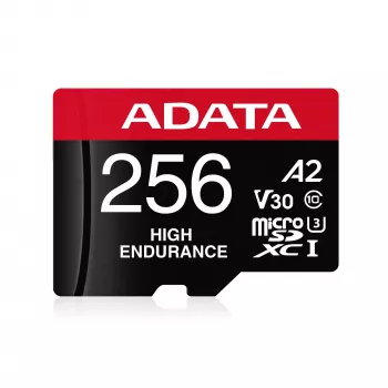 Karta pamięci microSDXC ADATA 256 GB AUSDX256GUI3V30SHA2-RA1 UHS-I Class 10 V30 (odczyt 100 MB/s, zapis 80 MB/s) z adapterem SD