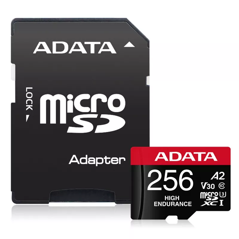 Karta pamięci microSDXC ADATA 256 GB AUSDX256GUI3V30SHA2-RA1 UHS-I Class 10 V30 (odczyt 100 MB/s, zapis 80 MB/s) z adapterem SD