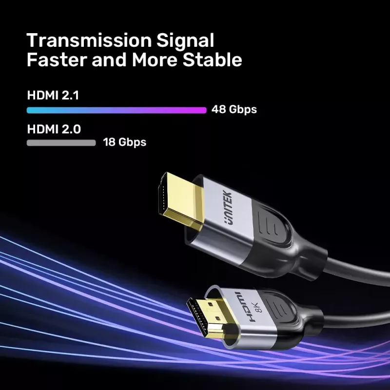 Kabel HDMI UNITEK C11086GY01-3M 3m 2.1 48 Gbit/s Czarny Szary