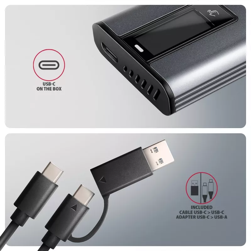 Axagon EEM2-SD2 USB-C 10Gbps - obudowa DISPLAY dla M.2 NVMe i SATA SSD