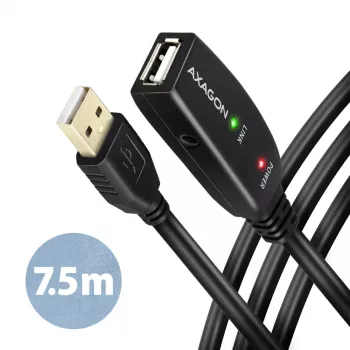 Axagon ADR-207 przewód wzmacniający USB 7,5 m USB 2.0 Czarny