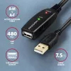 Axagon ADR-207 przewód wzmacniający USB 7,5 m USB 2.0 Czarny