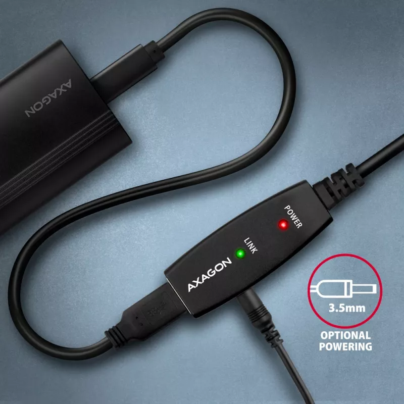 Axagon ADR-207 przewód wzmacniający USB 7,5 m USB 2.0 Czarny