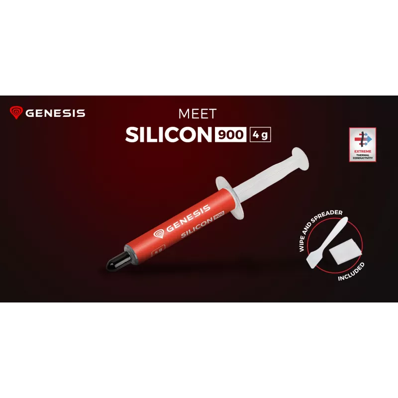 GENESIS Silicon 900, Pasta termoprzewodząca, Szary, 250 °C, -50 °C, 12,8 W/m·K, 2,8 g/cm³
