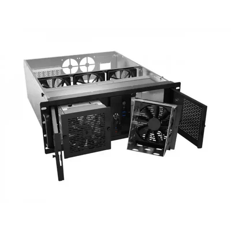 Obudowa rack Lanberg SC01-5204-12B 4U Czarna 5 Wentylatorów