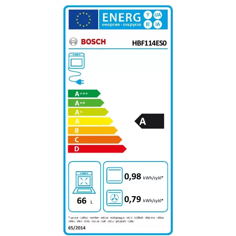Piekarnik elektryczny do zabudowy Bosch Serie 2 HBF114ES0 — 66 L, stal nierdzewna, sterowanie dotykowe + pokrętła, 7 programów, grill, termoobieg, 50–275 °C