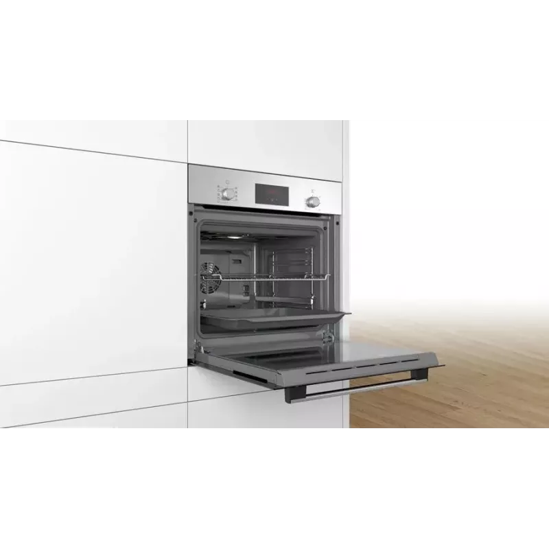 Piekarnik elektryczny do zabudowy Bosch Serie 2 HBF114ES0 — 66 L, stal nierdzewna, sterowanie dotykowe + pokrętła, 7 programów, grill, termoobieg, 50–275 °C