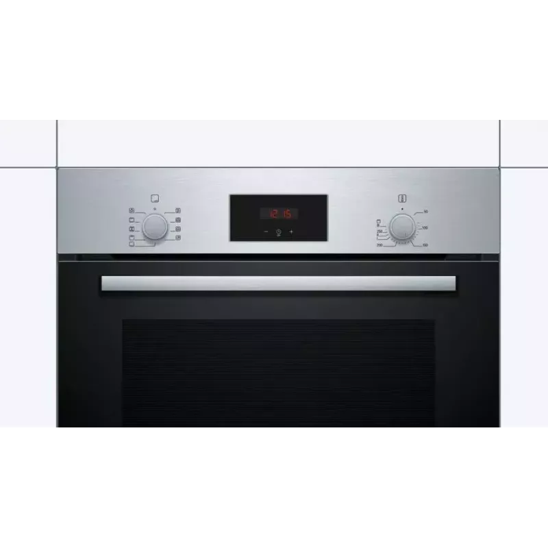 Piekarnik elektryczny do zabudowy Bosch Serie 2 HBF114ES0 — 66 L, stal nierdzewna, sterowanie dotykowe + pokrętła, 7 programów, grill, termoobieg, 50–275 °C