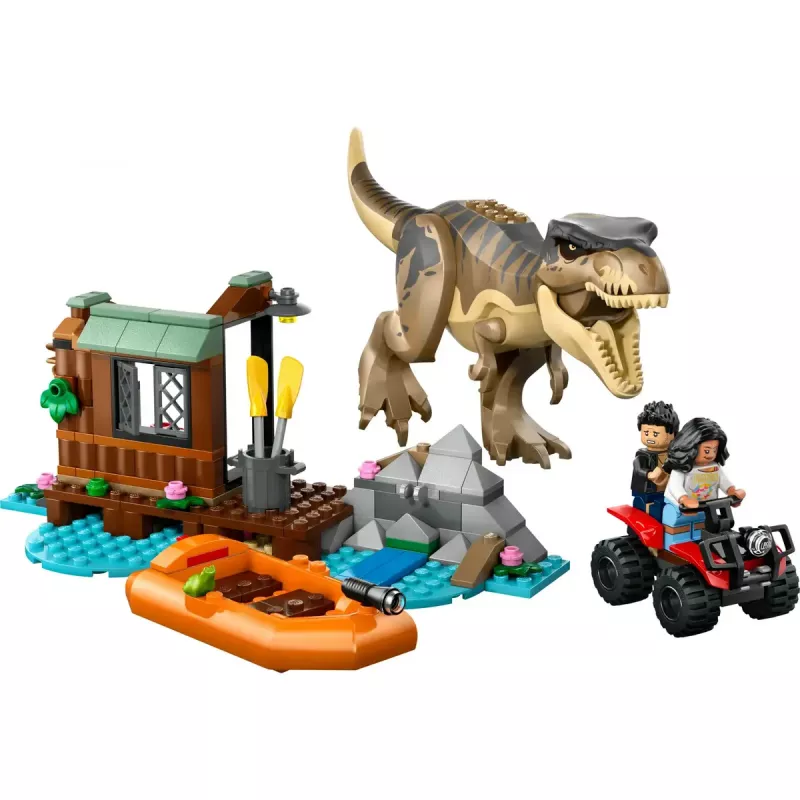 LEGO zestaw z dinozaurem T. rex River Escape 76975 — 199 elementów, 2 minifigurki, wiek 5+