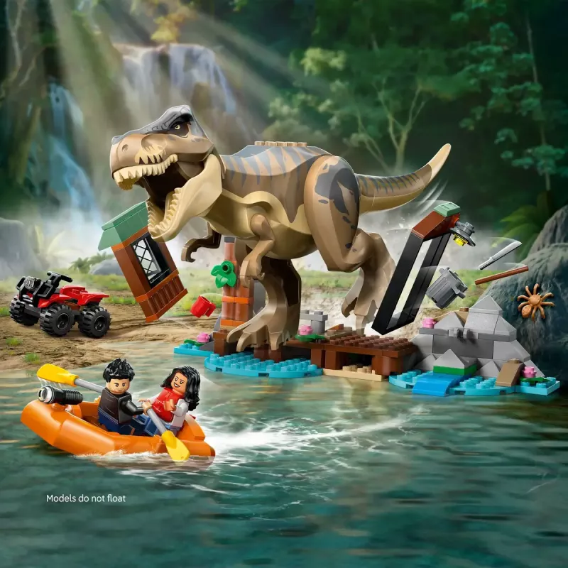 LEGO zestaw z dinozaurem T. rex River Escape 76975 — 199 elementów, 2 minifigurki, wiek 5+