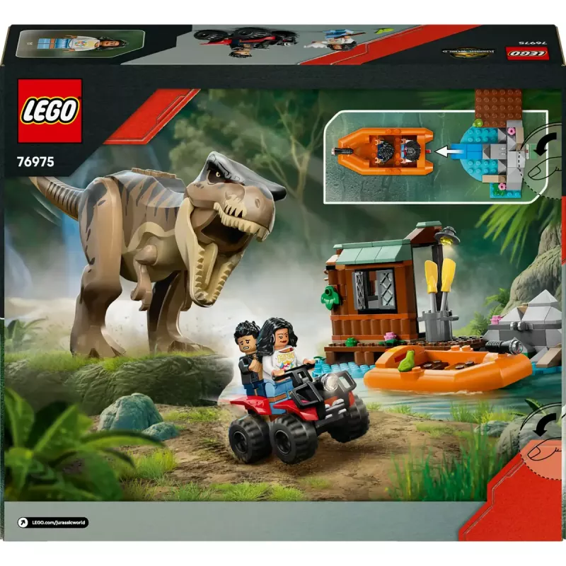 LEGO zestaw z dinozaurem T. rex River Escape 76975 — 199 elementów, 2 minifigurki, wiek 5+