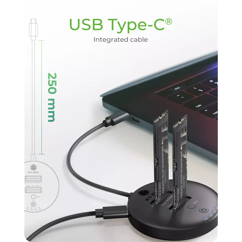 ICY BOX IB-1612MCL-C31 USB 3.2 Gen 2 (3.1 Gen 1) Type-C Czarny