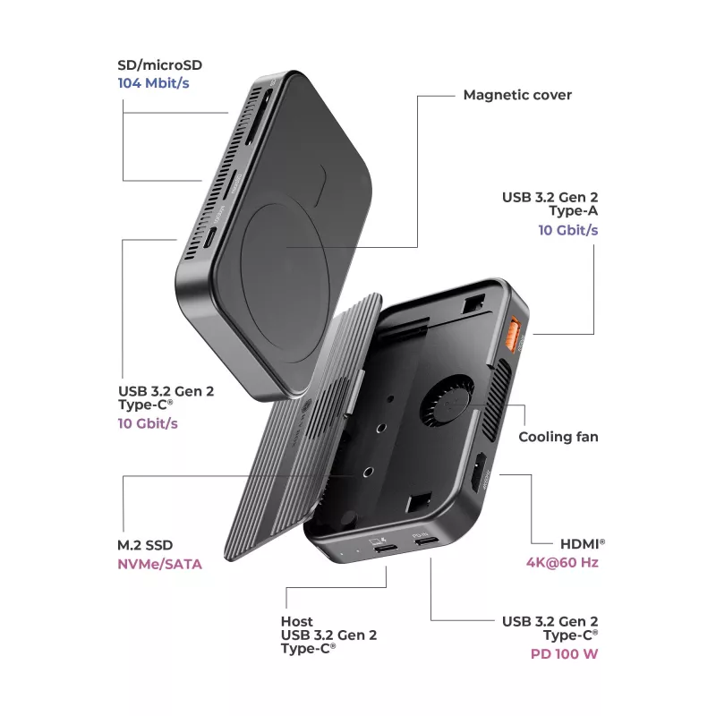 ICY BOX IB-DK4071M-CU31 USB 3.2 Gen 2 (3.1 Gen 1) Type-C Czarny