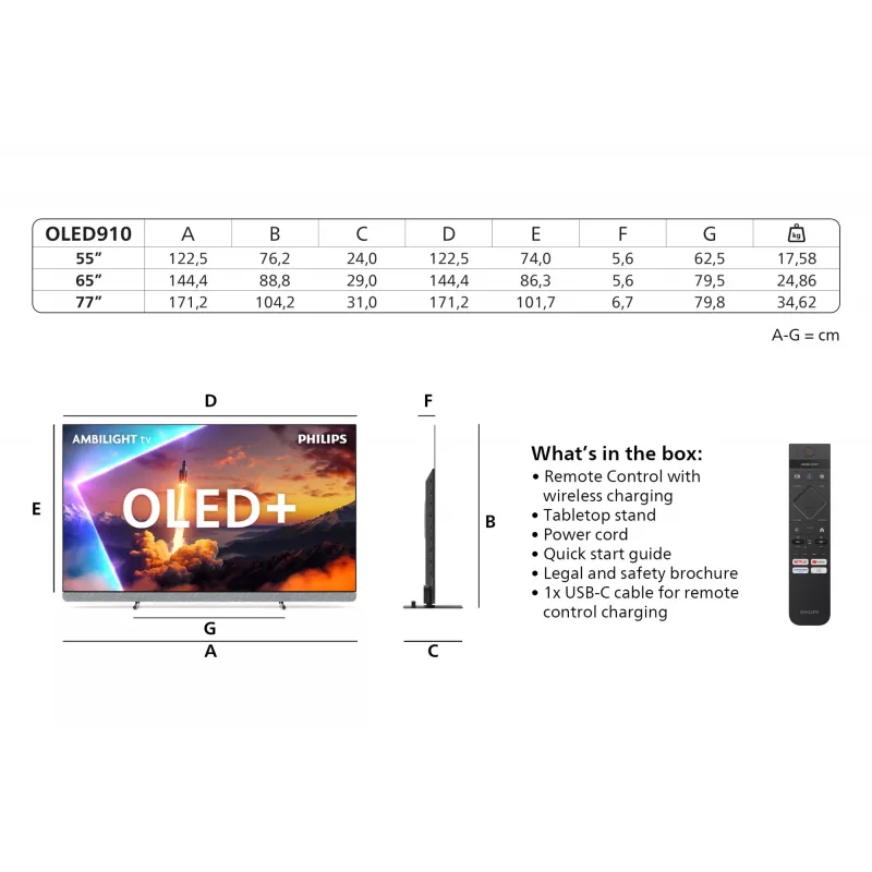 Philips 55OLED910/12 TV 139,7 cm (55 cali) 4K Ultra HD Smart TV Wi-Fi Metallic